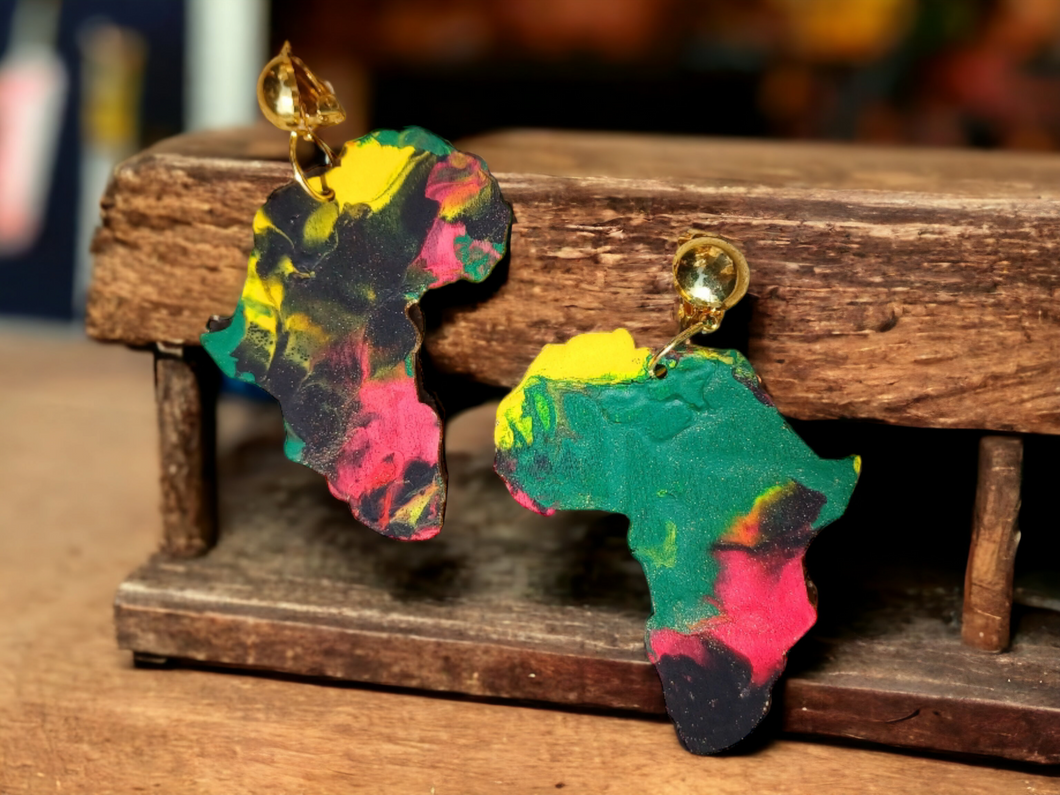 Handpainted Africa clip on earrings Kargo Fresh