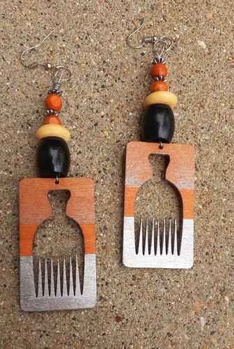 Handpainted Afro Pick Earrings Kargo Fresh