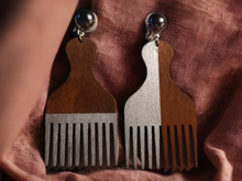 Load image into Gallery viewer, Handpainted Afro pick clip on earrings Kargo Fresh
