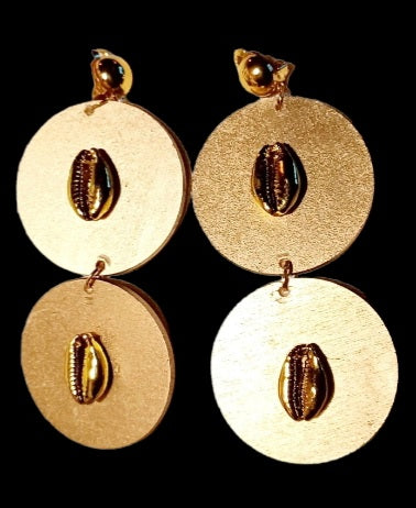 Handpainted Afrocentric Design Wooden Clip on Earrings Kargo Fresh