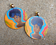 Load image into Gallery viewer, Handpainted Afrocentric Wooden  Clip On Earrings Kargo Fresh
