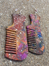 Load image into Gallery viewer, Handpainted Afrocentric afro comb wooden Earrings Kargo Fresh
