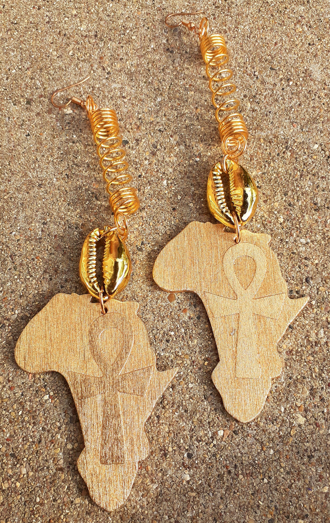 Handpainted Ankh & Africa Earrings Kargo Fresh