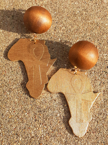 Handpainted Ankh & Africa Earrings Kargo Fresh