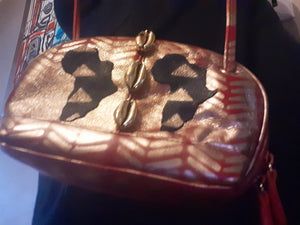 Handpainted Ankh Africa Leather Purse and Earrings Set Kargo Fresh
