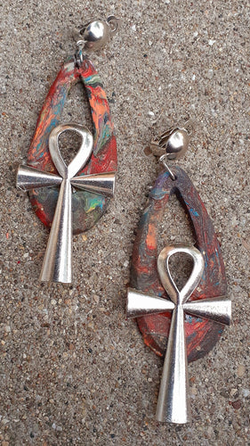Handpainted Ankh Clip On Earrings Kargo Fresh
