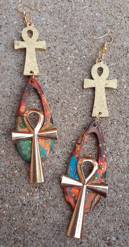 Handpainted Ankh Earrings Kargo Fresh