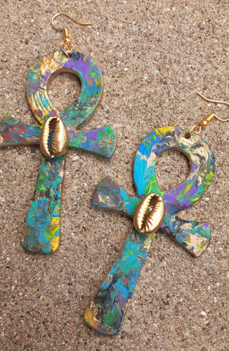 Handpainted Ankh Earrings Kargo Fresh