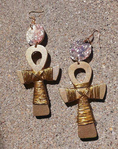 Handpainted Ankh Earrings Kargo Fresh