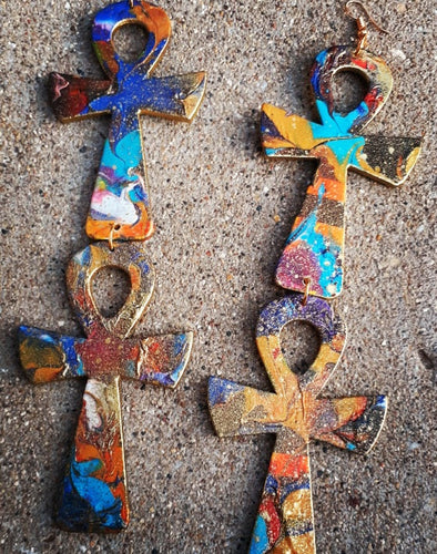 Handpainted Ankh Earrings Kargo Fresh