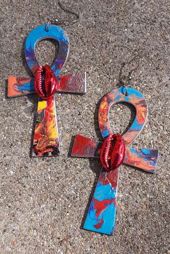 Handpainted Ankh Earrings Kargo Fresh