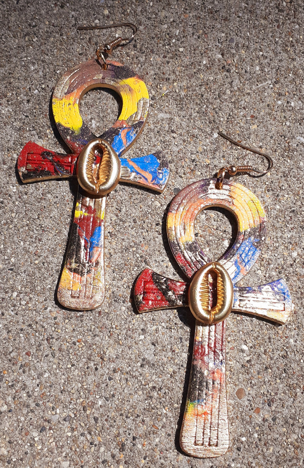 Handpainted Ankh Earrings Kargo Fresh