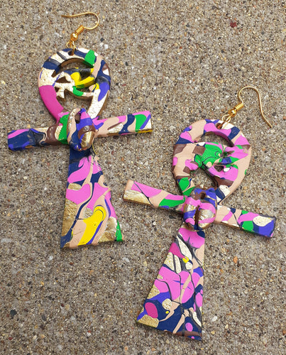 Handpainted Ankh Earrings Kargo Fresh