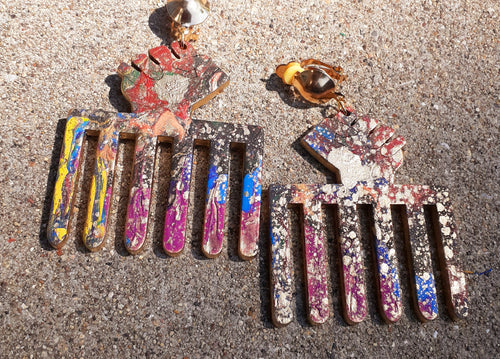 Handpainted Black Fist Afro Pick Earrings Kargo Fresh