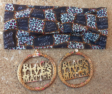 Load image into Gallery viewer, Handpainted Black Lives Matter Earrings and Matching Headband Kargo Fresh
