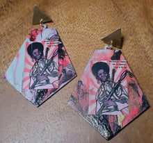 Load image into Gallery viewer, Handpainted Black Panther Party Poster Earrings Kargo Fresh
