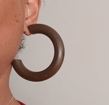 Load image into Gallery viewer, Handpainted Chunky Extra Large Wooden Hoop Earrings Kargo Fresh
