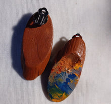 Load image into Gallery viewer, Handpainted Chunky handmade wooden clip on stud earrings Kargo Fresh

