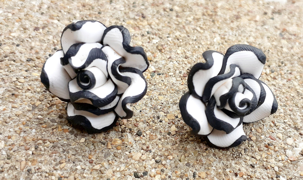 Handpainted Clay Rose Stud Earrings Kargo Fresh