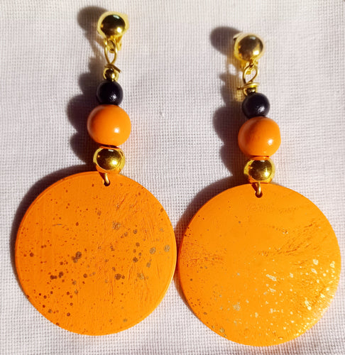 Handpainted Design Wooden Clip on Earrings Kargo Fresh