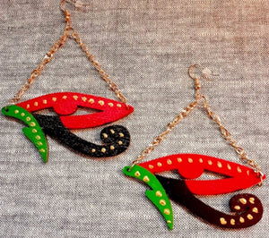 Handpainted Eye of Horus Wooden Earrings Kargo Fresh