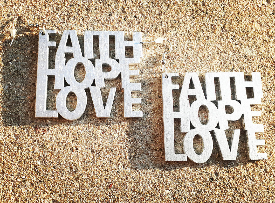 Handpainted Faith Hope Love  statement Earrings Kargo Fresh