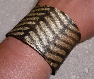 Handpainted Genuine Leather Mudcloth Print Cuff Bracelet Kargo Fresh