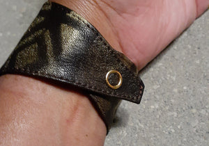 Handpainted Genuine Leather Mudcloth Print Cuff Bracelet Kargo Fresh
