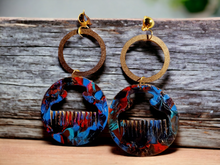 Load image into Gallery viewer, Handpainted Handmade Wooden Clip On Afro Pick Earrings Kargo Fresh
