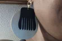 Load image into Gallery viewer, Handpainted Handmade Wooden Clip On Afro Pick Earrings Kargo Fresh
