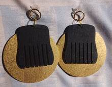 Load image into Gallery viewer, Handpainted Handmade Wooden Clip On Afro Pick Earrings Kargo Fresh
