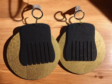 Load image into Gallery viewer, Handpainted Handmade Wooden Clip On Afro Pick Earrings Kargo Fresh
