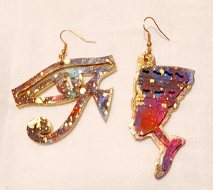 Handpainted Kemet Symbols Earrings Kargo Fresh