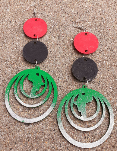 Handpainted Pan African AFRICA RBG Earrings Kargo Fresh