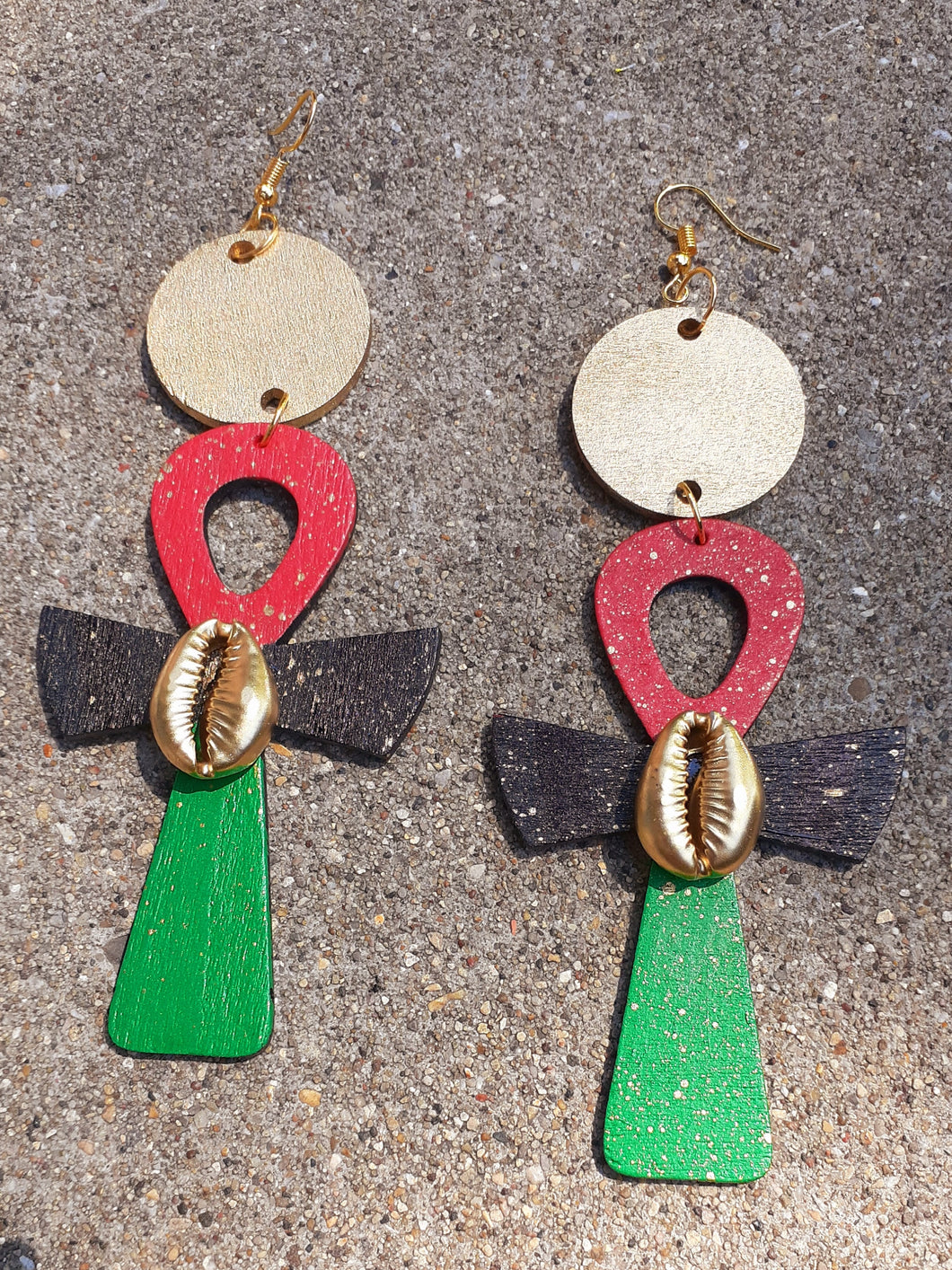 Handpainted RBG Ankh Earrings Kargo Fresh