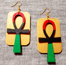 Load image into Gallery viewer, Handpainted RBG Ankh Earrings Kargo Fresh
