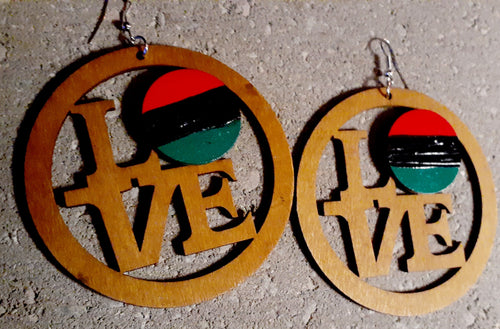 Handpainted RBG Love Wooden Earrings Kargo Fresh