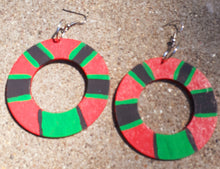 Load image into Gallery viewer, Handpainted Rbg Wooden Hoop Earrings Kargo Fresh
