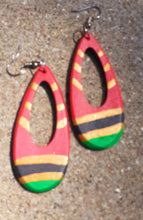 Load image into Gallery viewer, Handpainted Rbg Wooden Hoop Earrings Kargo Fresh
