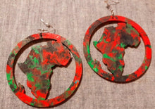 Load image into Gallery viewer, Handpainted Red Black and Green Africa Earrings Kargo Fresh
