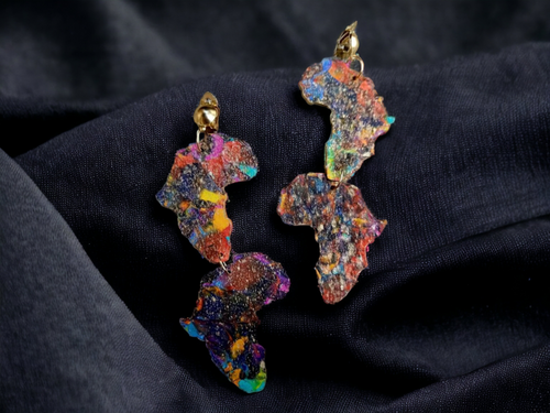 Handpainted Wooden AFRICA Clip On Earrings Kargo Fresh