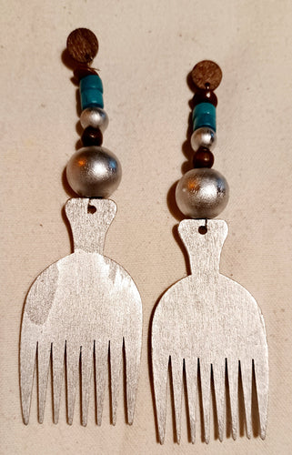 Handpainted Wooden Afro Comb Earrings Kargo Fresh