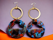 Load image into Gallery viewer, Handpainted Wooden Afro Comb Earrings Kargo Fresh
