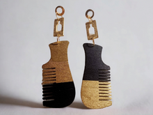 Load image into Gallery viewer, Handpainted Wooden Afro Comb Earrings Kargo Fresh
