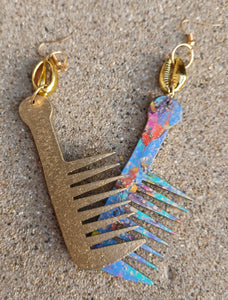 Handpainted Wooden Afro Comb Earrings Kargo Fresh