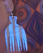 Load image into Gallery viewer, Handpainted Wooden Afro Pick Earrings Kargo Fresh
