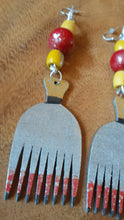 Load image into Gallery viewer, Handpainted Wooden Afro Pick Earrings Kargo Fresh
