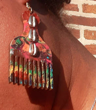 Load image into Gallery viewer, Handpainted Wooden Afro Pick Earrings Kargo Fresh
