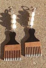 Load image into Gallery viewer, Handpainted Wooden Afro Pick Earrings Kargo Fresh
