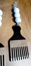 Load image into Gallery viewer, Handpainted Wooden Afro Pick Earrings Kargo Fresh
